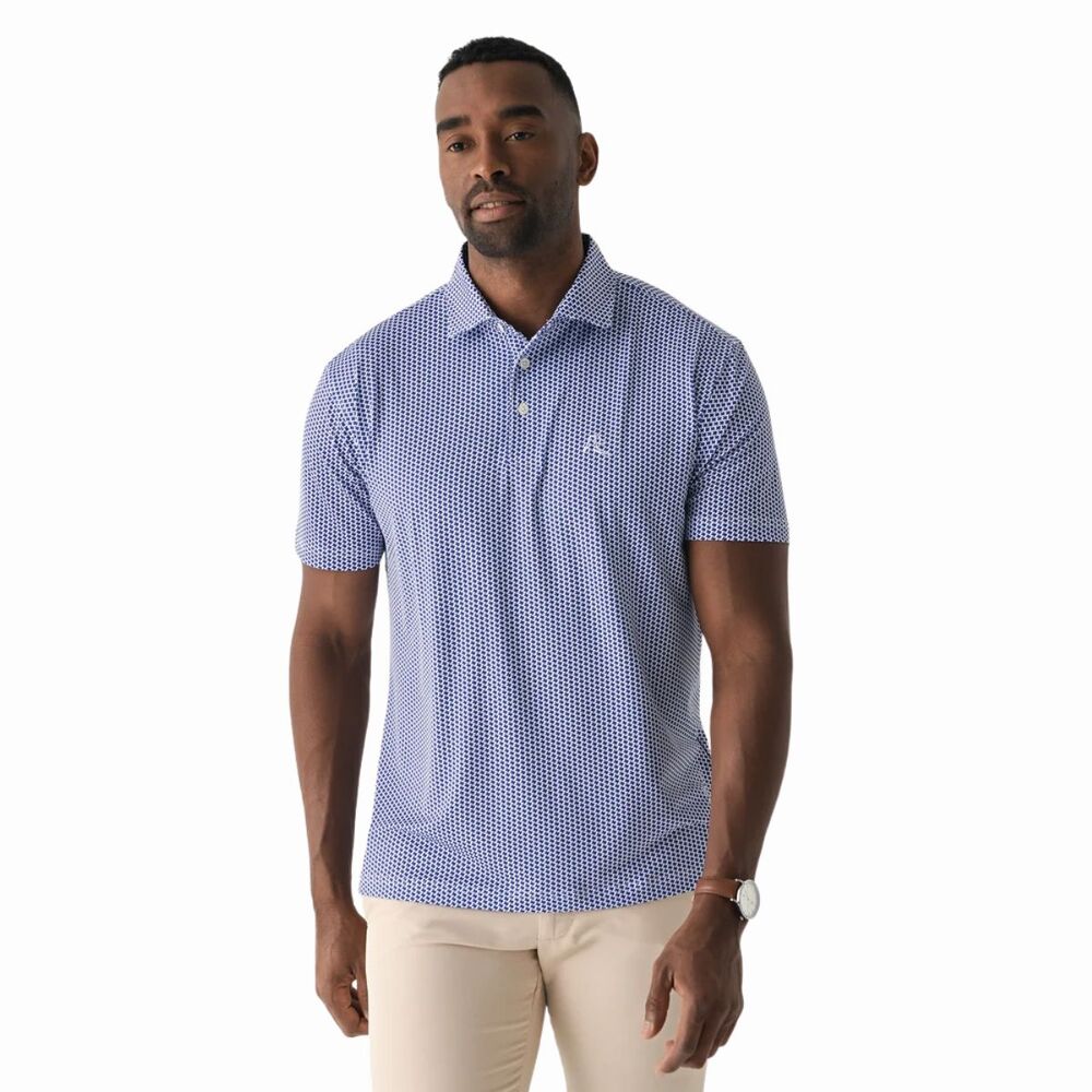 Rhoback Mens Polo Shirt Blue The Dont Mess Performance Short Sleeve Golf Large
